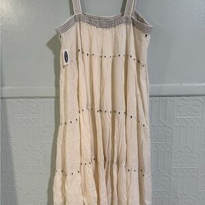 Cream Striped Accented Maxi Dress